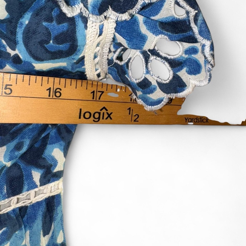 House of Harlow 1960 Blue Floral Ruffle Tiered Midi Dress - Picture 5 of 9